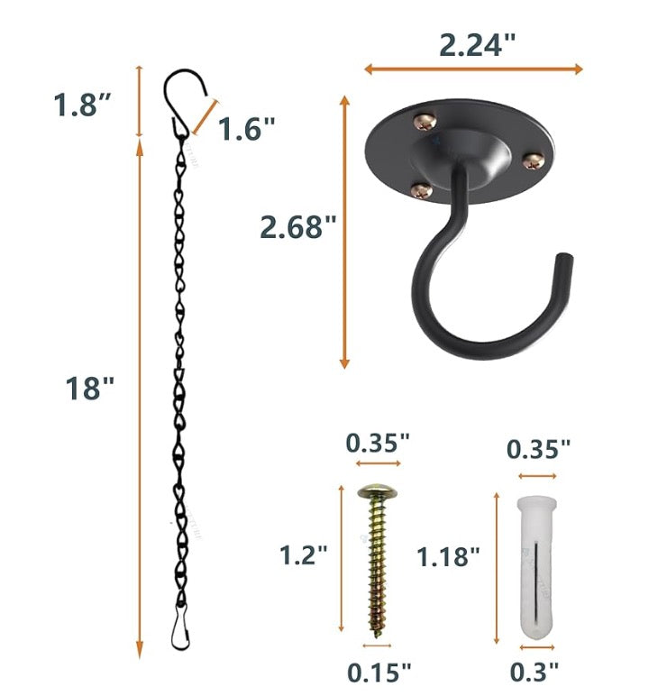 Black Ceiling Hook With Chain