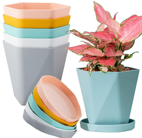 Geometric Plastic Pots 4”