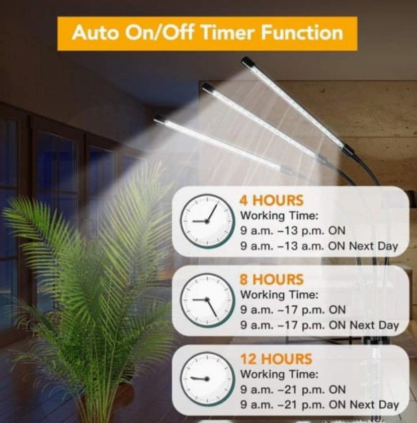 Tri-Head LED Grow Light with Stand