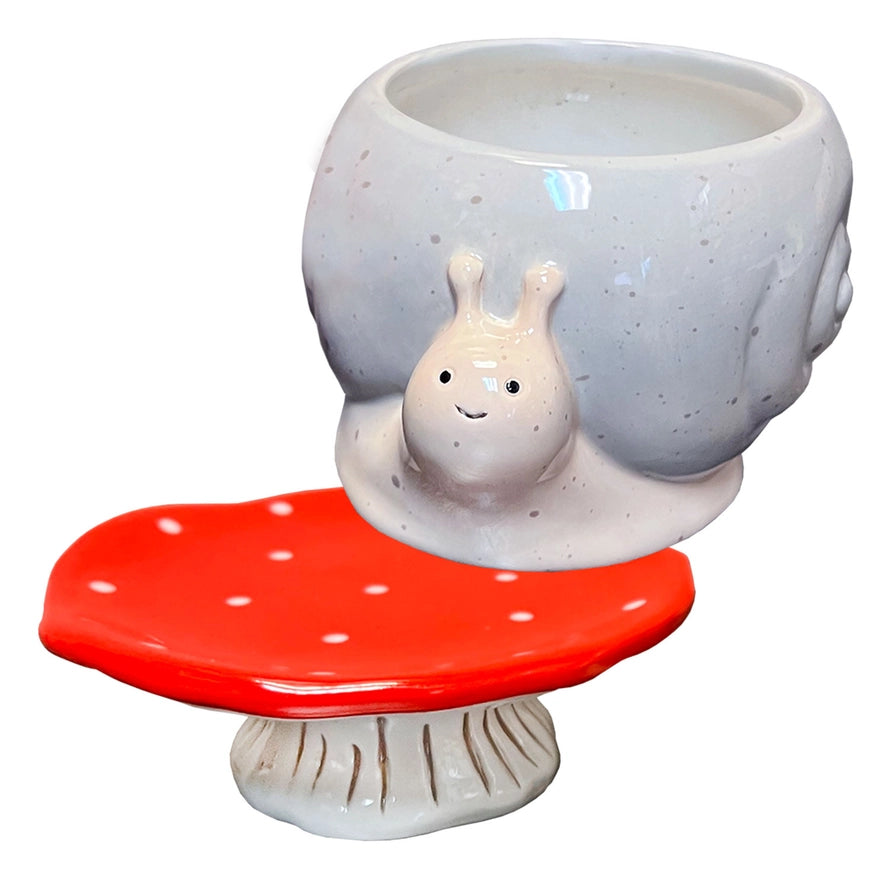 Snail and Mushroom Footsie Planter