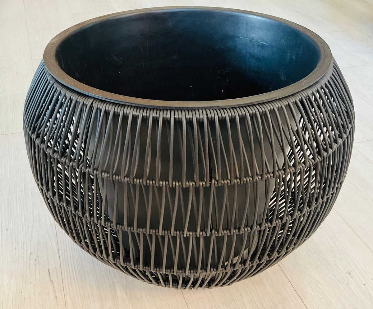 Black Rattan Planter