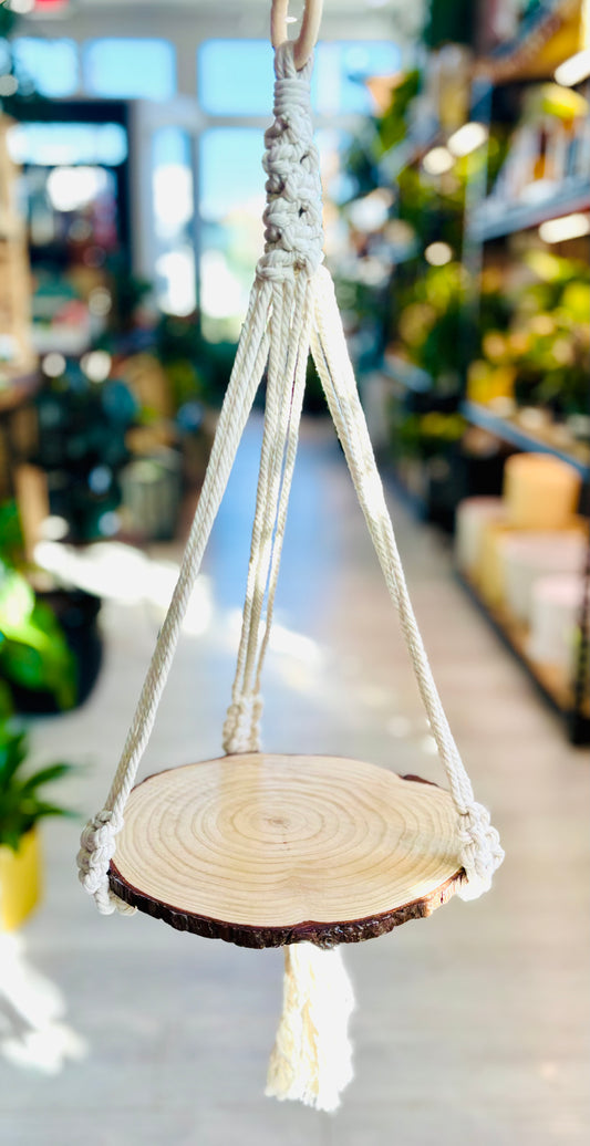 Knotty by Nature Macrame Hanger With Wooden Shelf
