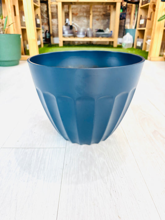Blue Plastic Planter 12"