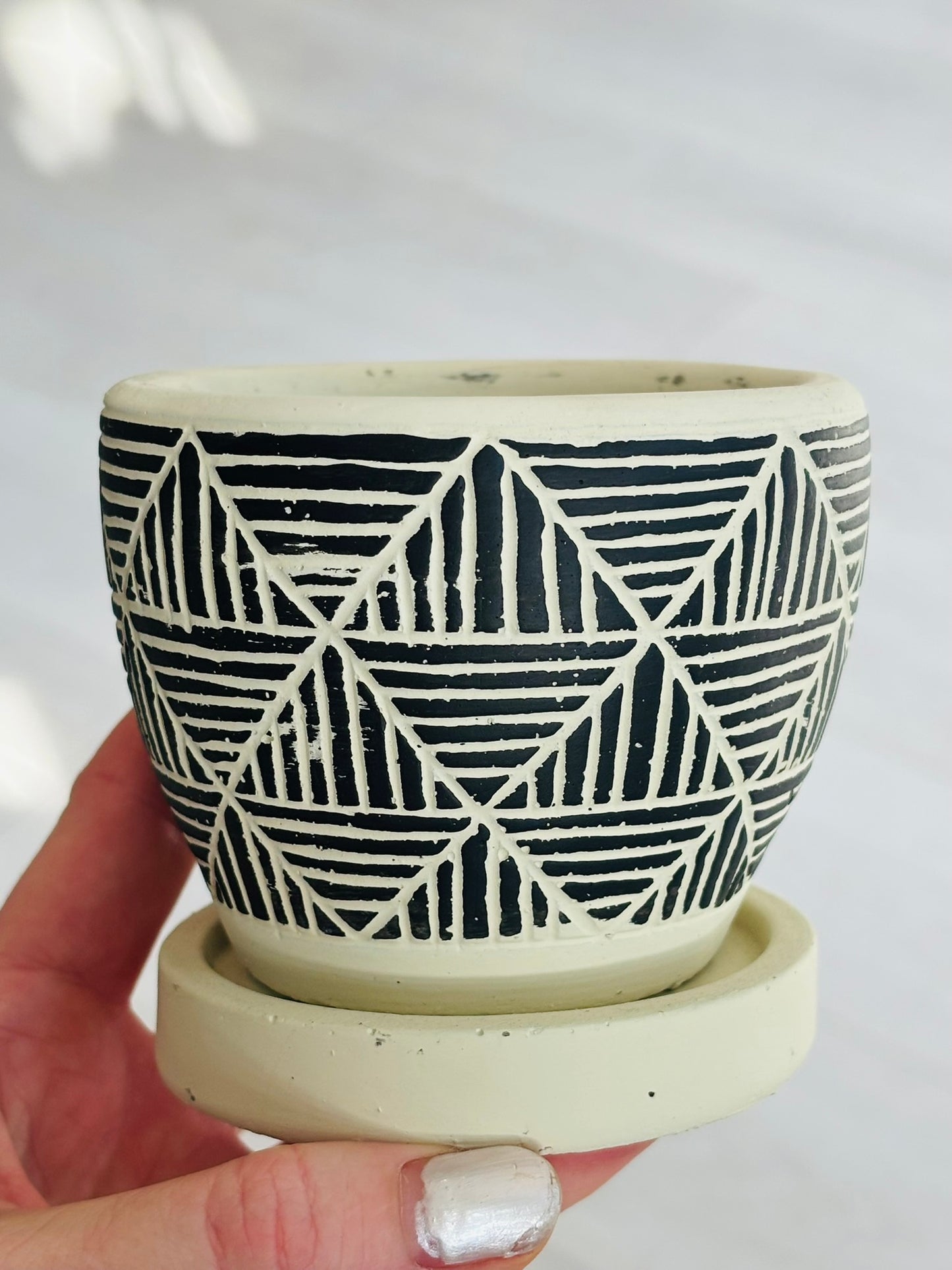 Geometric Clay Pot