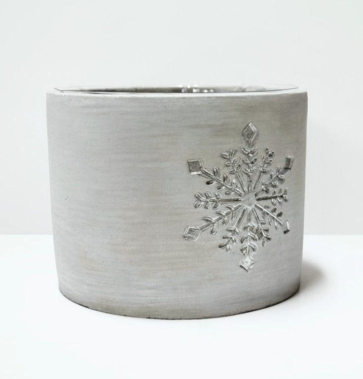 Silver Metallic Snowflake Pot