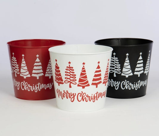 Merry Christmas Tin Planters