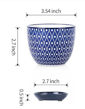 Blue Ceramic Pattern Pots 3.5"