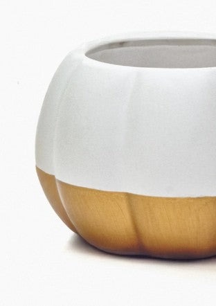 White & Gold Pumpkin Planters