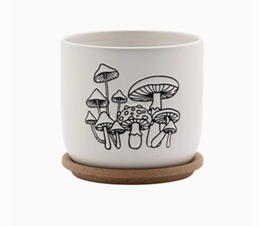 Black & White Mushroom Planter