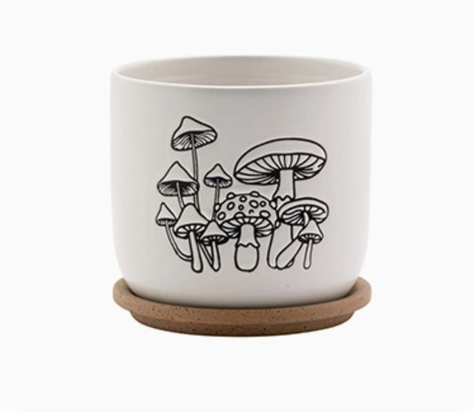 Black & White Mushroom Planter