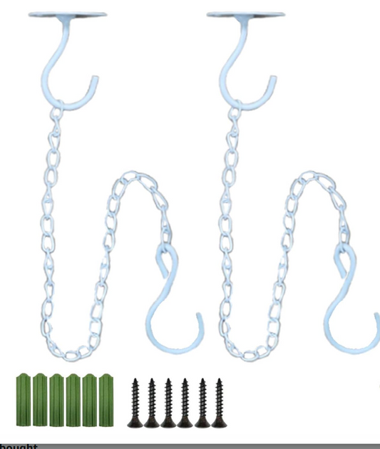 White Ceiling Hooks w/ Chain