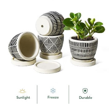 geometric white plant pot Geometric Clay Pot – SoCal Soul Plants & Gifts