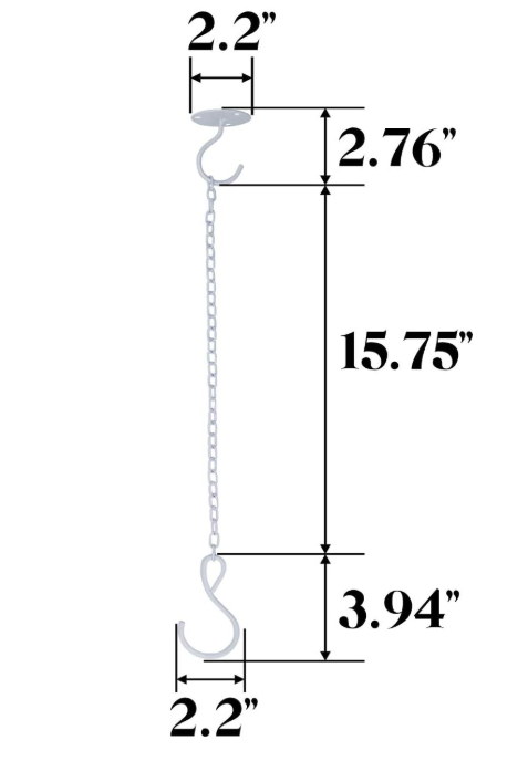 White Ceiling Hooks w/ Chain