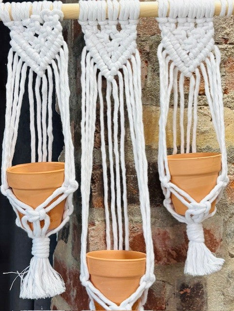 Macrame Mini Triple Plant Holder