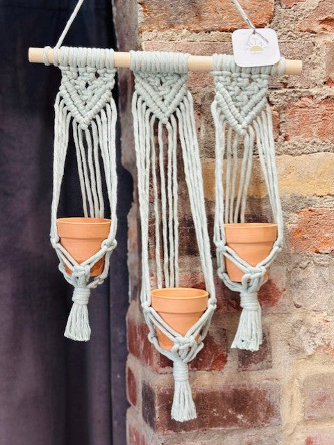 Macrame Mini Triple Plant Holder
